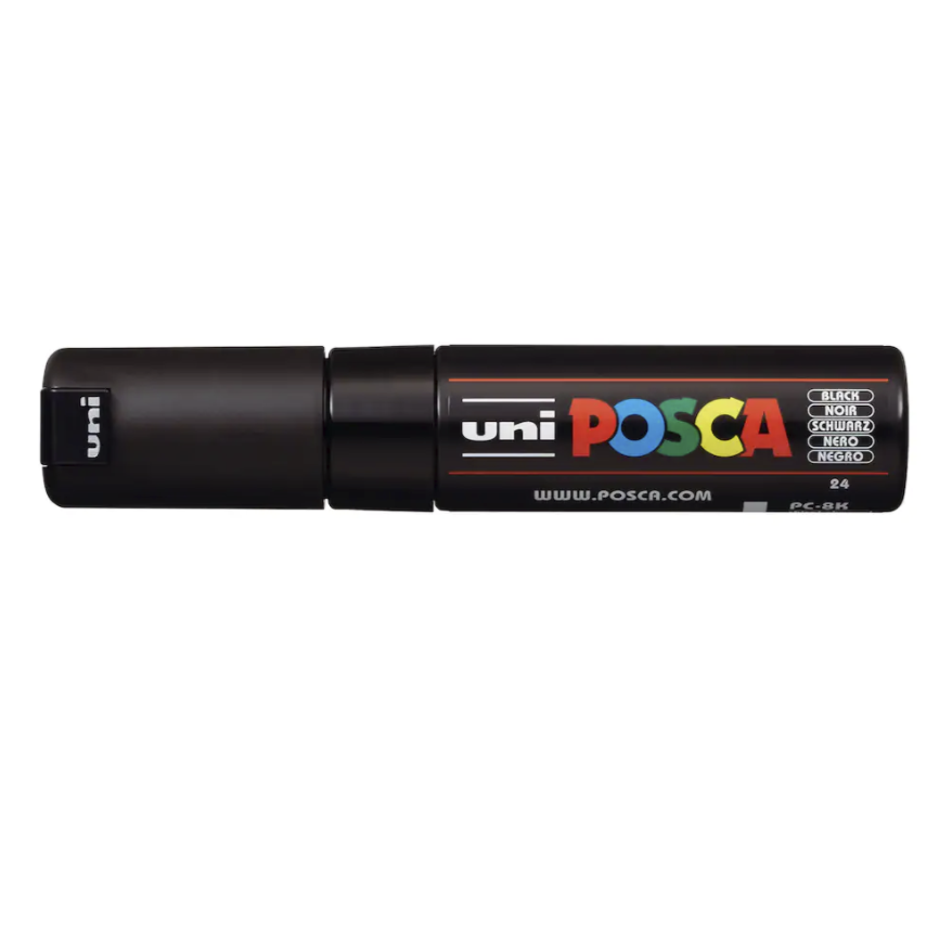 POSCA Acrylic Paint Markers - PC-8K Broad Chisel Tip - Black by POSCA - K. A. Artist Shop