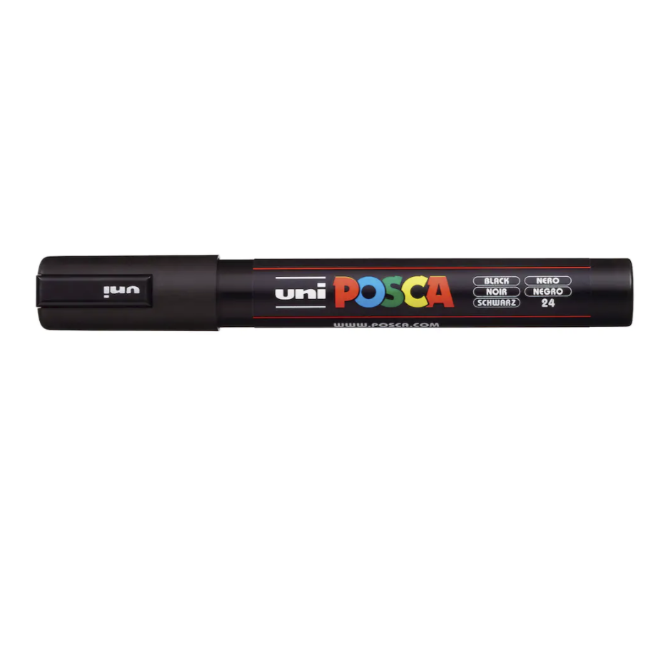 POSCA Acrylic Paint Markers - PC-5M Bullet Tip - Black by POSCA - K. A. Artist Shop