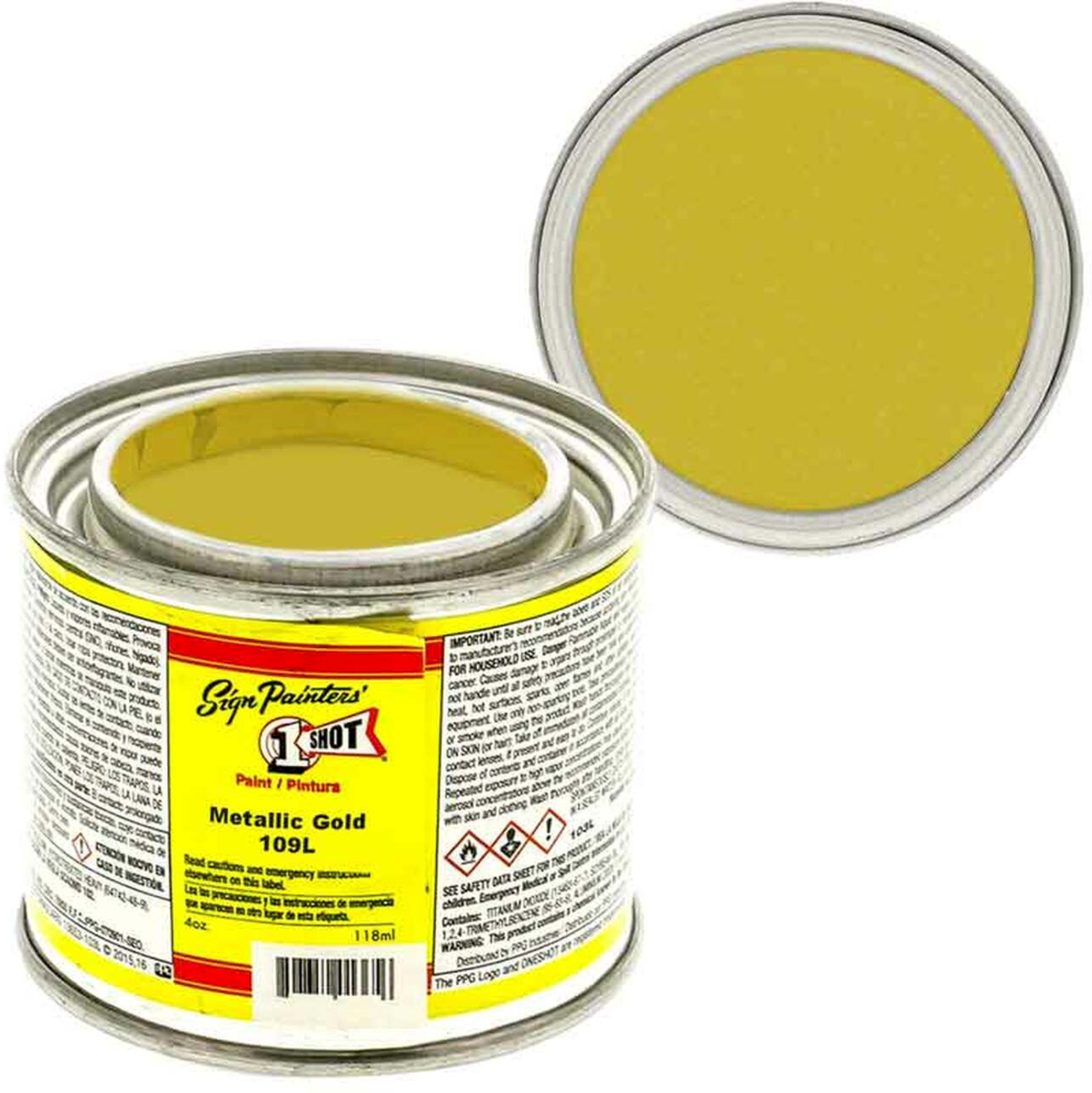 1 Shot Lettering Enamel Paint - 4 oz. - Metallic Gold by 1 Shot - K. A. Artist Shop