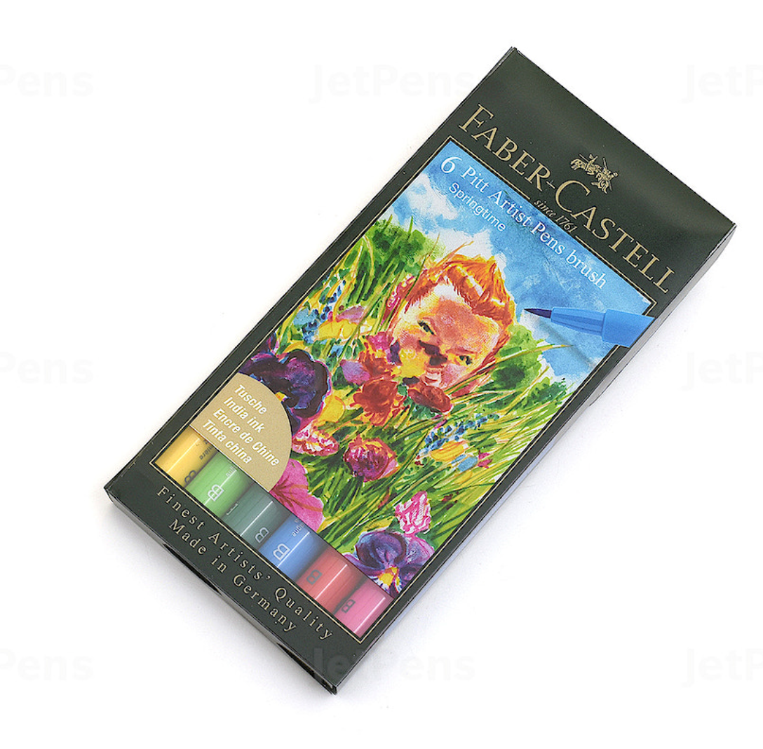 Faber-Castell Pitt Artist Pen Brush Set - Pastel Colors, Pack Of 12