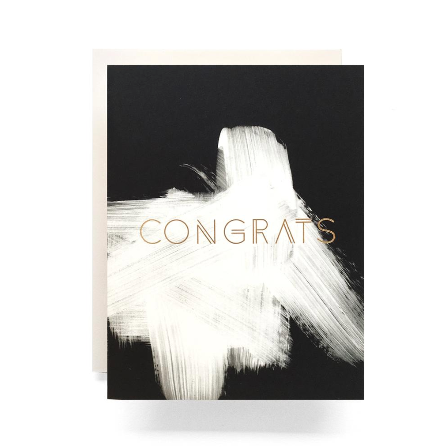 "Congrats" Brushed Greeting Card by Antiquaria - by Antiquaria - K. A. Artist Shop