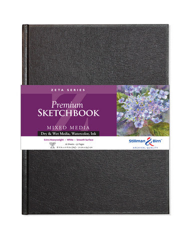 Mixed Media Sketchbook - Zeta Series (Extra Heavyweight, Smooth Surface) - Hard Cover - A4 (8.27 x 11.69 inches) - hard bound - 26 sheets by Stillman & Birn - K. A. Artist Shop