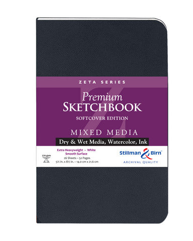 Mixed Media Sketchbook - Zeta Series (Extra Heavyweight, Smooth Surface) - Soft Cover - 8.5 x 5.5 inches by Stillman & Birn - K. A. Artist Shop