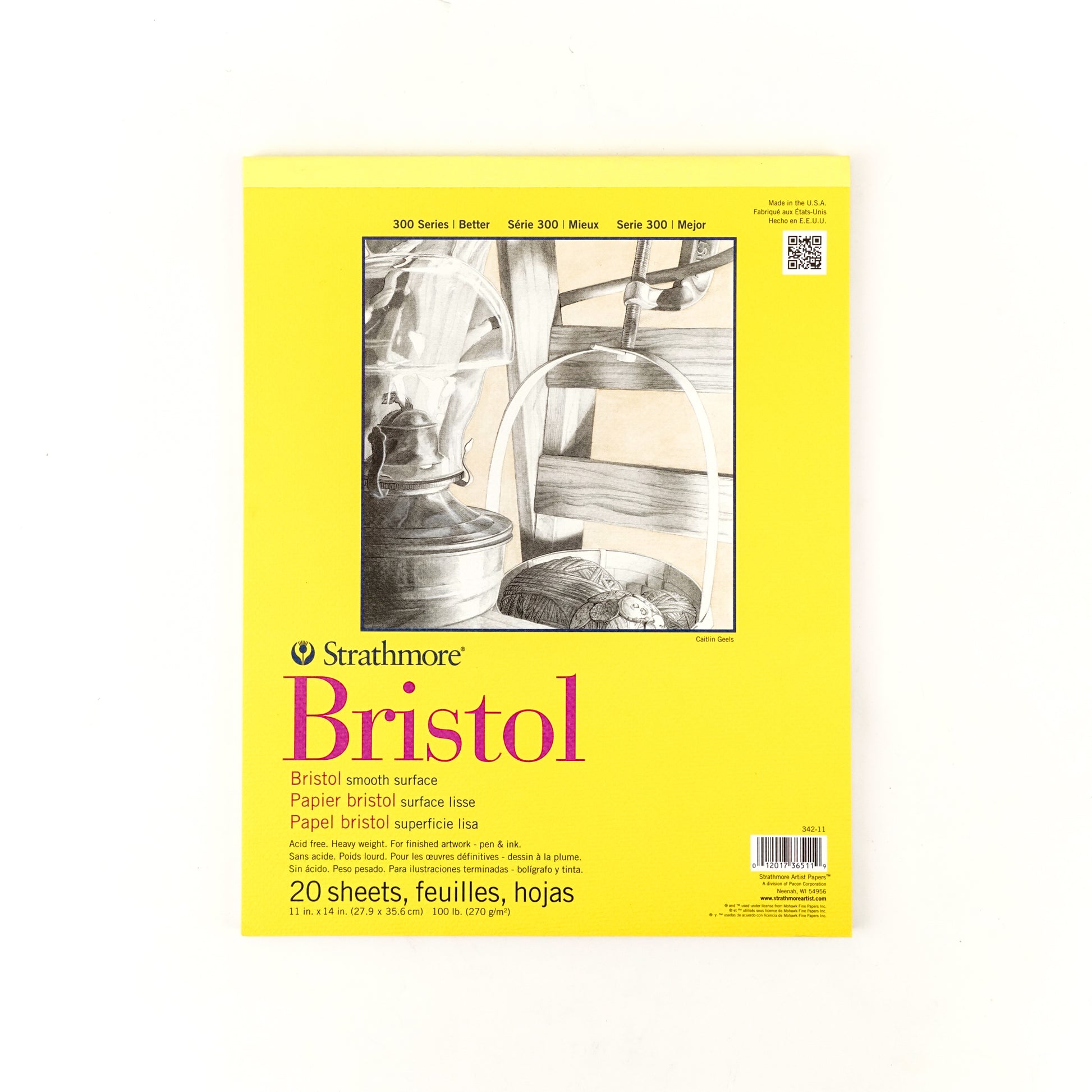 Strathmore 300 Series Bristol Paper Pad - Smooth Surface - 11 x 14 inches by Strathmore - K. A. Artist Shop