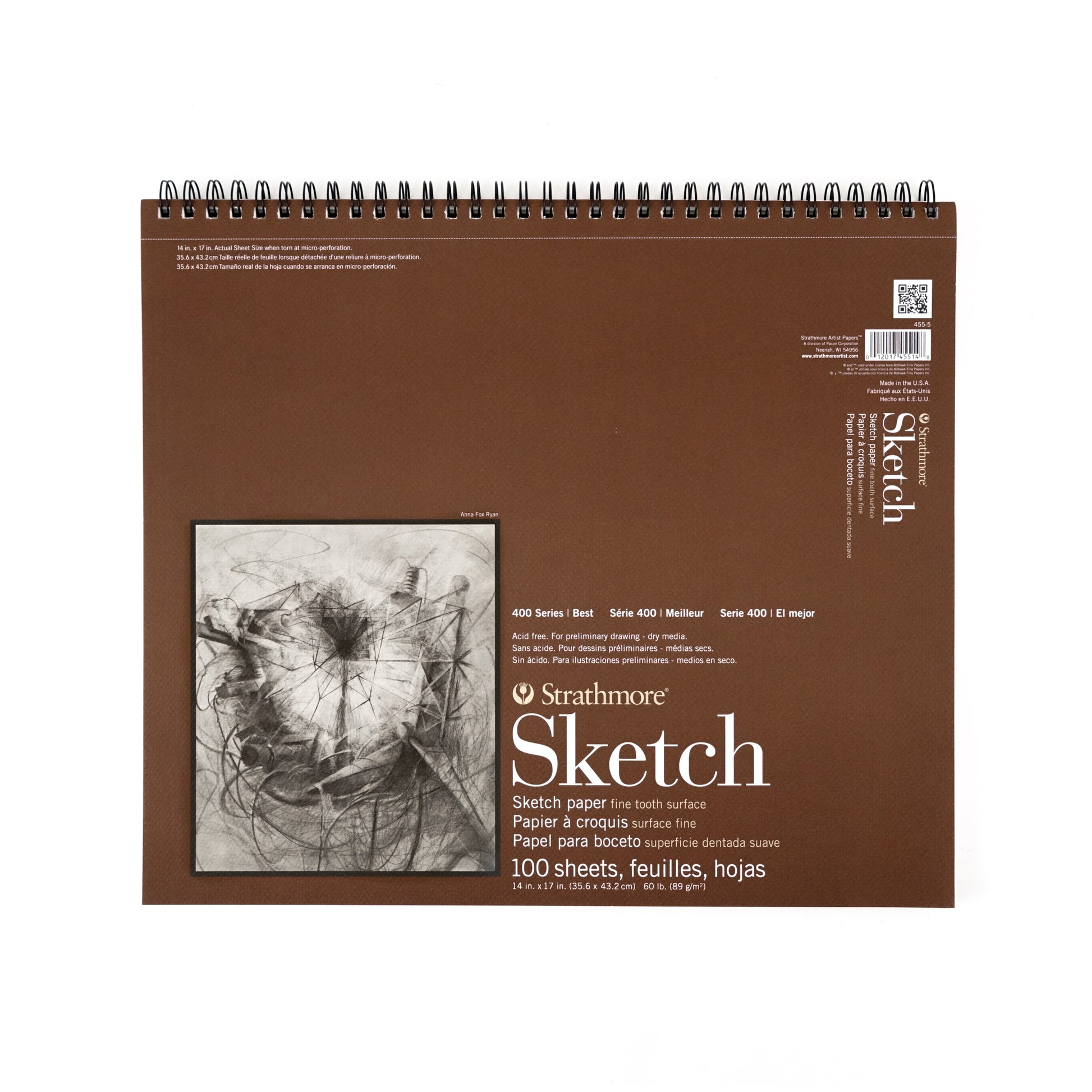 Strathmore Sketch Paper Pad - 400 Series (Wire Bound Pad) - 100 sheets - 14 x 17 inches by Strathmore - K. A. Artist Shop