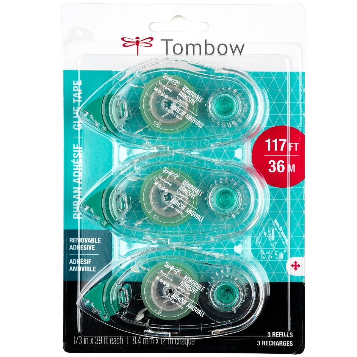 Tombow MONO Glue Tape Refill - 3 Pack - Removable by Tombow - K. A. Artist Shop