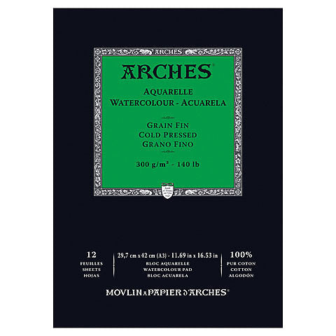 Arches Aquarelle Watercolor Pad - Cold Press - 300 gsm - 12 sheets - by Arches - K. A. Artist Shop