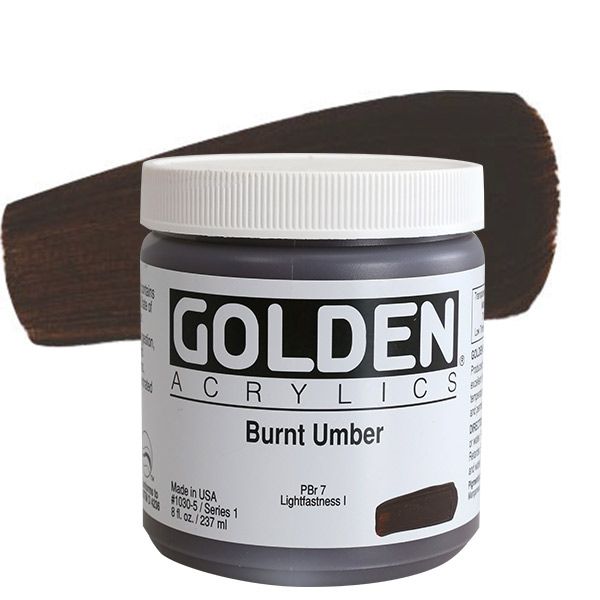 Golden Heavy Body Acrylics - 8 oz. Jar - Burnt Umber by Golden - K. A. Artist Shop