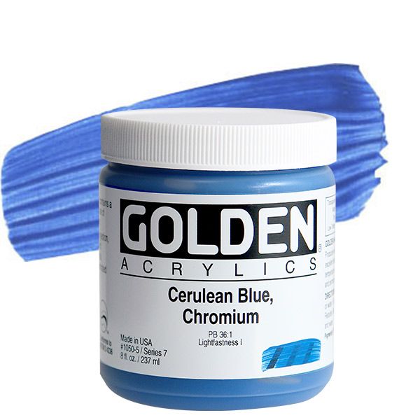Golden Heavy Body Acrylics - 8 oz. Jar - Cerulean Blue Chromium by Golden - K. A. Artist Shop