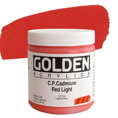 Golden Heavy Body Acrylics - 8 oz. Jar - Cadmium Red Light by Golden - K. A. Artist Shop
