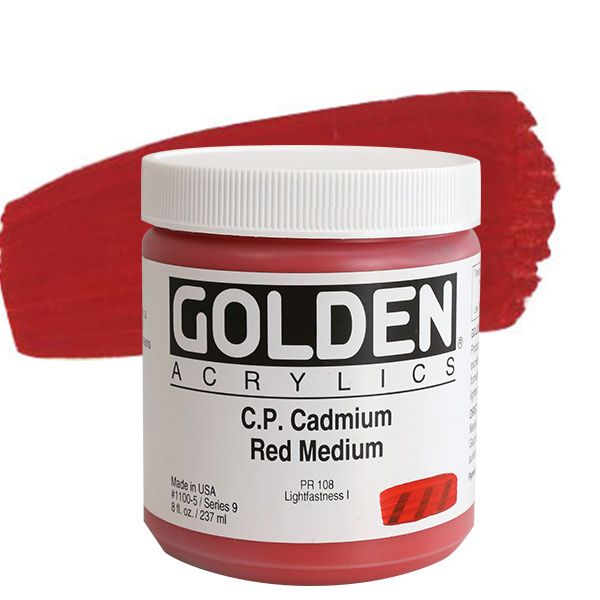 Golden Heavy Body Acrylics - 8 oz. Jar - Cadmium Red Medium by Golden - K. A. Artist Shop