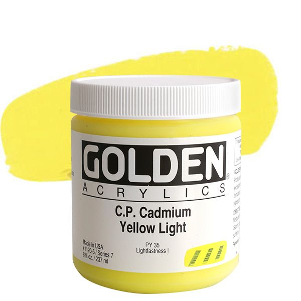 Golden Heavy Body Acrylics - 8 oz. Jar - Cadmium Yellow Light by Golden - K. A. Artist Shop