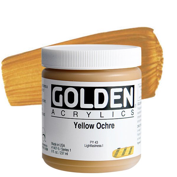 Golden Heavy Body Acrylics - 8 oz. Jar - Yellow Ochre by Golden - K. A. Artist Shop