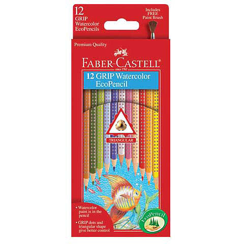 Faber-Castell "GRIP" Watercolor Colored EcoPencils - 12 pk - by Faber-Castell - K. A. Artist Shop