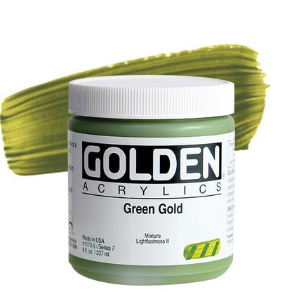 Golden Heavy Body Acrylics - 8 oz. Jar - Green Gold by Golden - K. A. Artist Shop