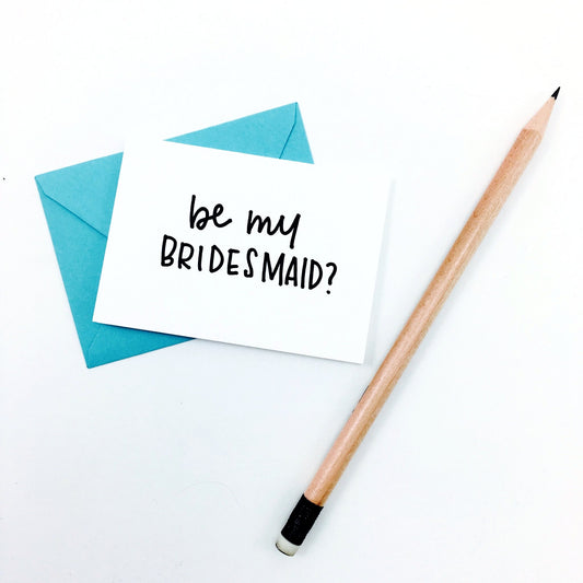 "Be My Bridesmaid?" Mini Hand-Drawn Greeting Card by KA - by K. A. Artist Shop - K. A. Artist Shop