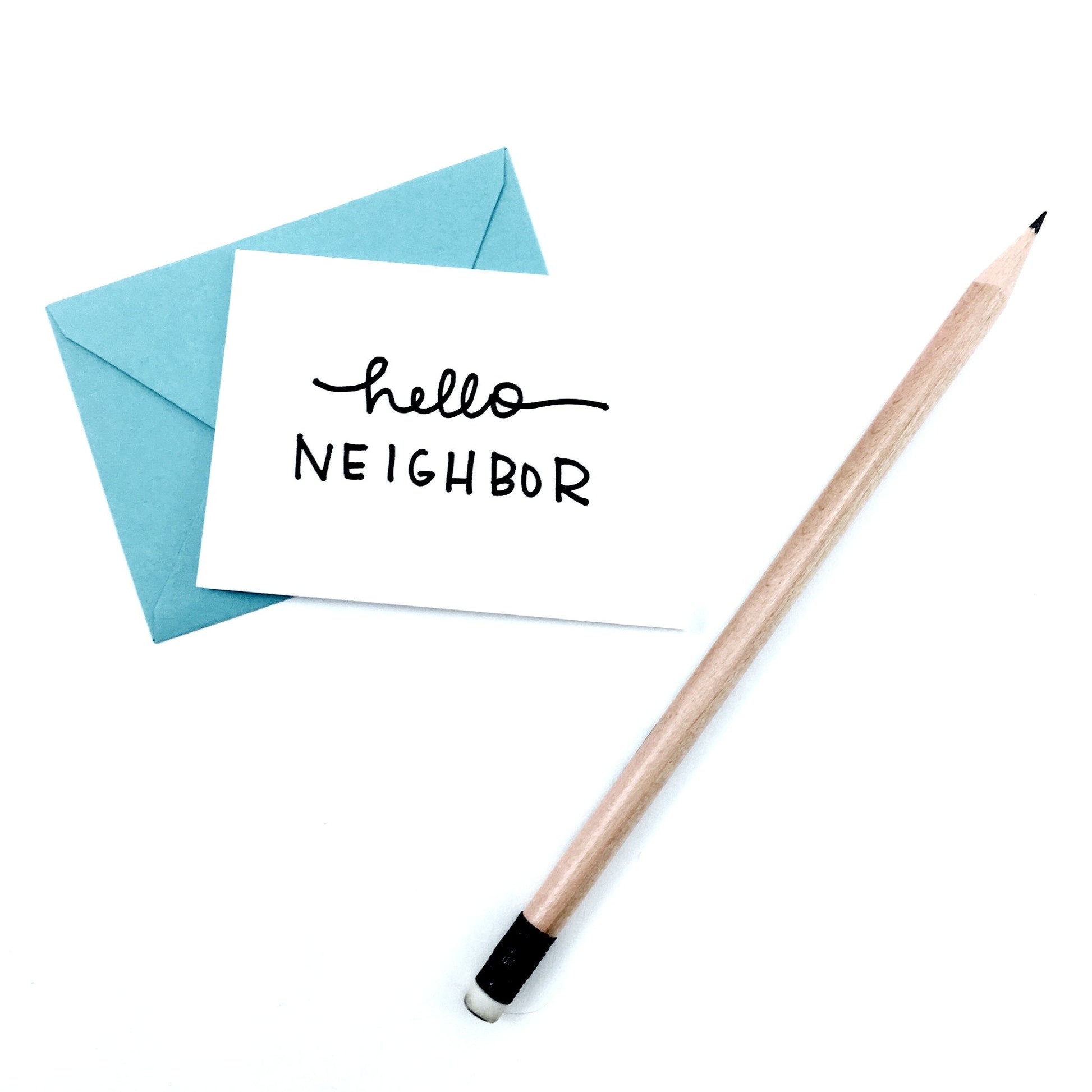 "Hello Neighbor" Mini Hand-Drawn Greeting Card - by K. A. Artist Shop - K. A. Artist Shop