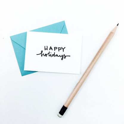 "Happy Holidays" Mini Hand-Drawn Greeting Card - by K. A. Artist Shop - K. A. Artist Shop