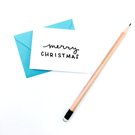"Merry Christmas" Mini Hand-Drawn Greeting Card - by K. A. Artist Shop - K. A. Artist Shop