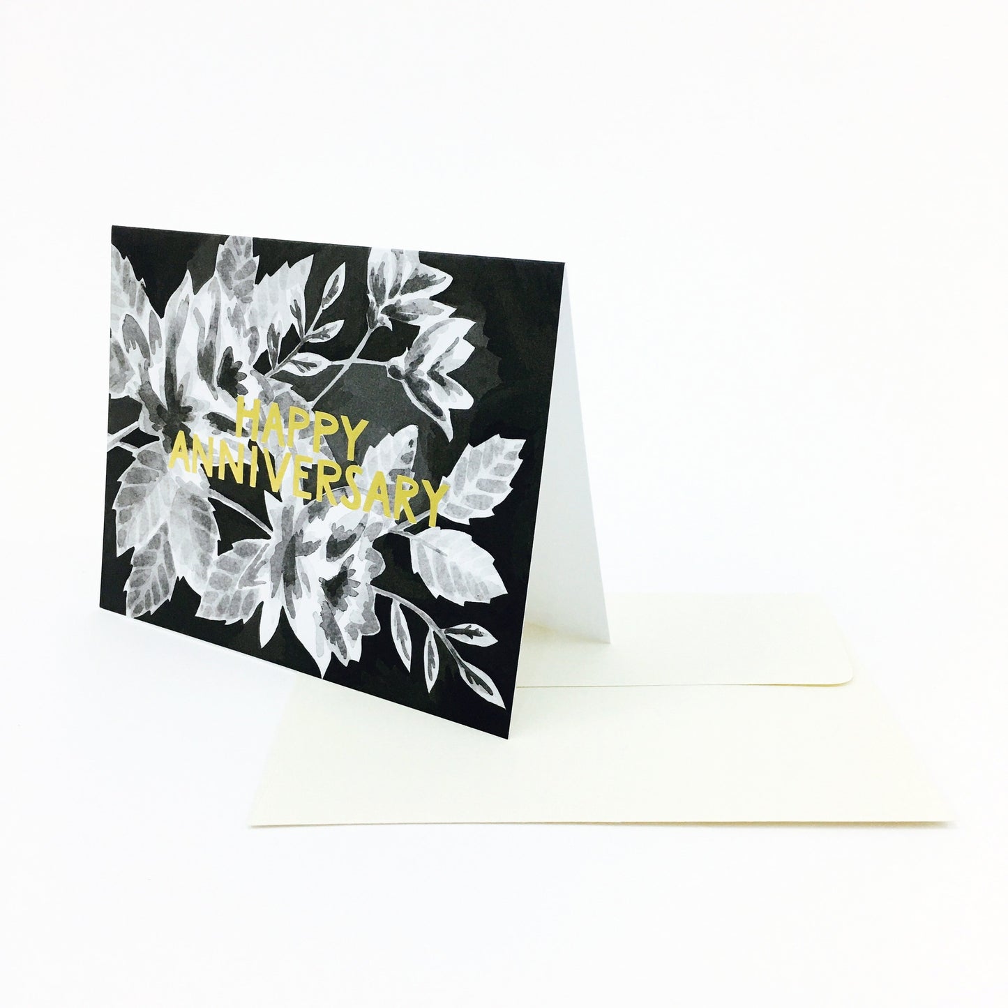 "Happy Anniversary" Black Floral Card by One Canoe Two - by 1Canoe2 - K. A. Artist Shop