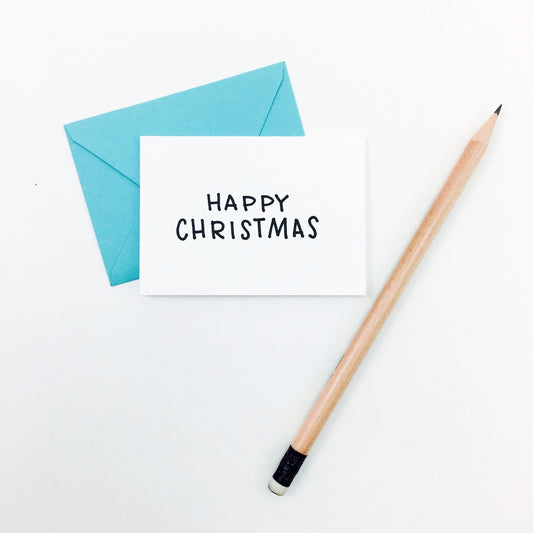 "Happy Christmas" Mini Hand-Drawn Greeting Card - by K. A. Artist Shop - K. A. Artist Shop
