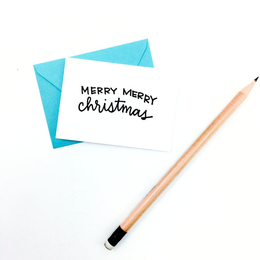 "Merry Merry Christmas" Mini Hand-Drawn Greeting Card - by K. A. Artist Shop - K. A. Artist Shop