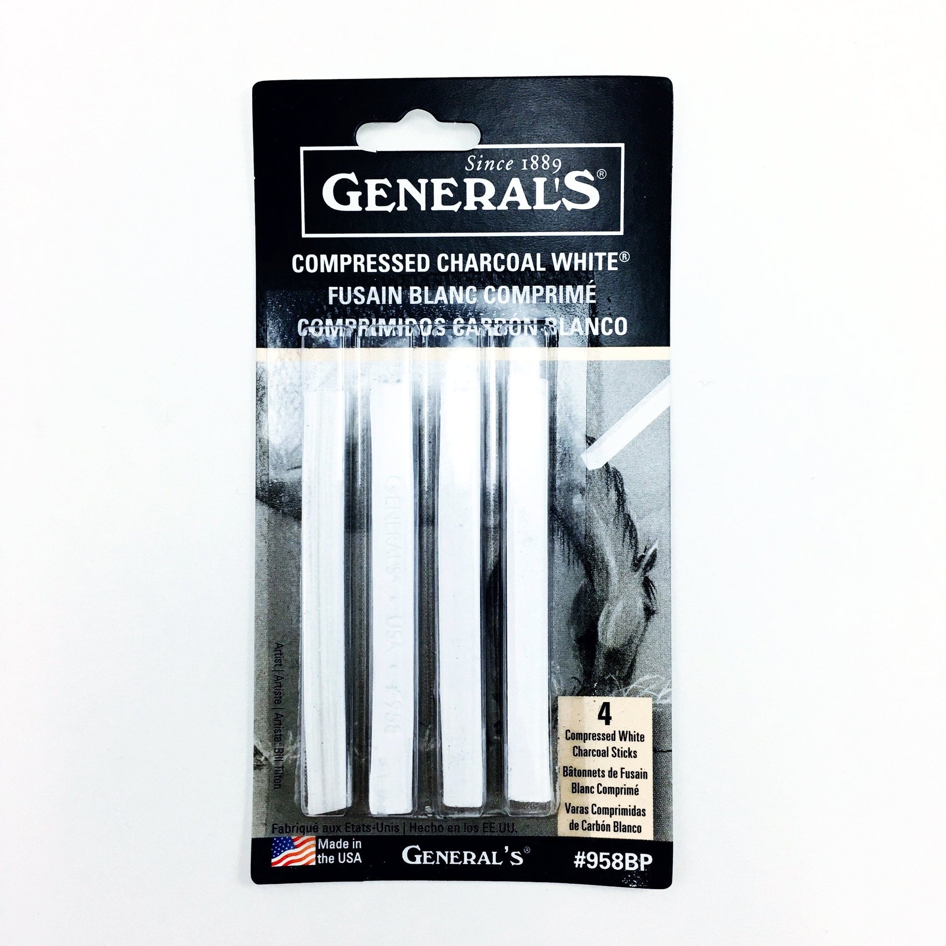 General's Compressed Charcoal - Box of 6 Rectangular Sticks