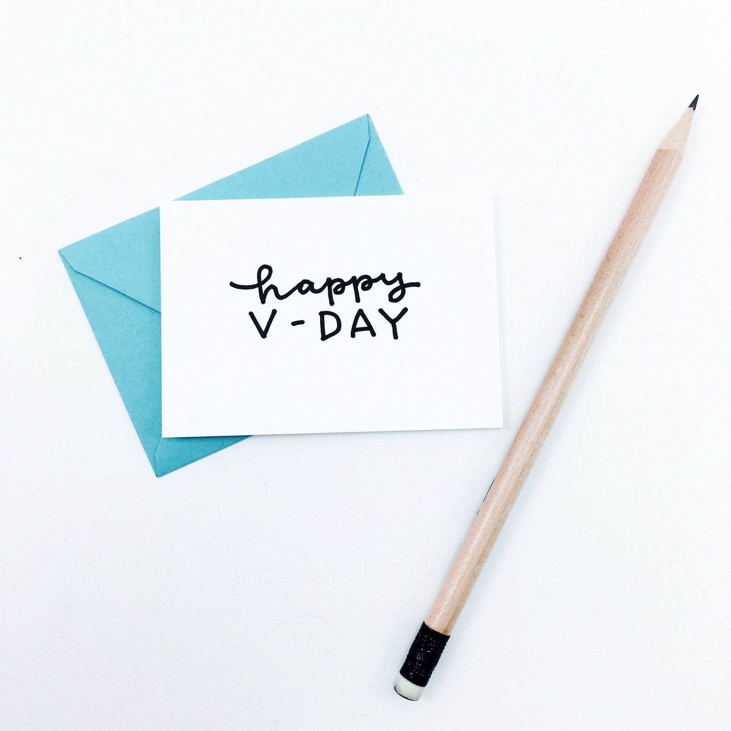 "Happy V-Day" Mini Hand-Drawn Greeting Card - by K. A. Artist Shop - K. A. Artist Shop