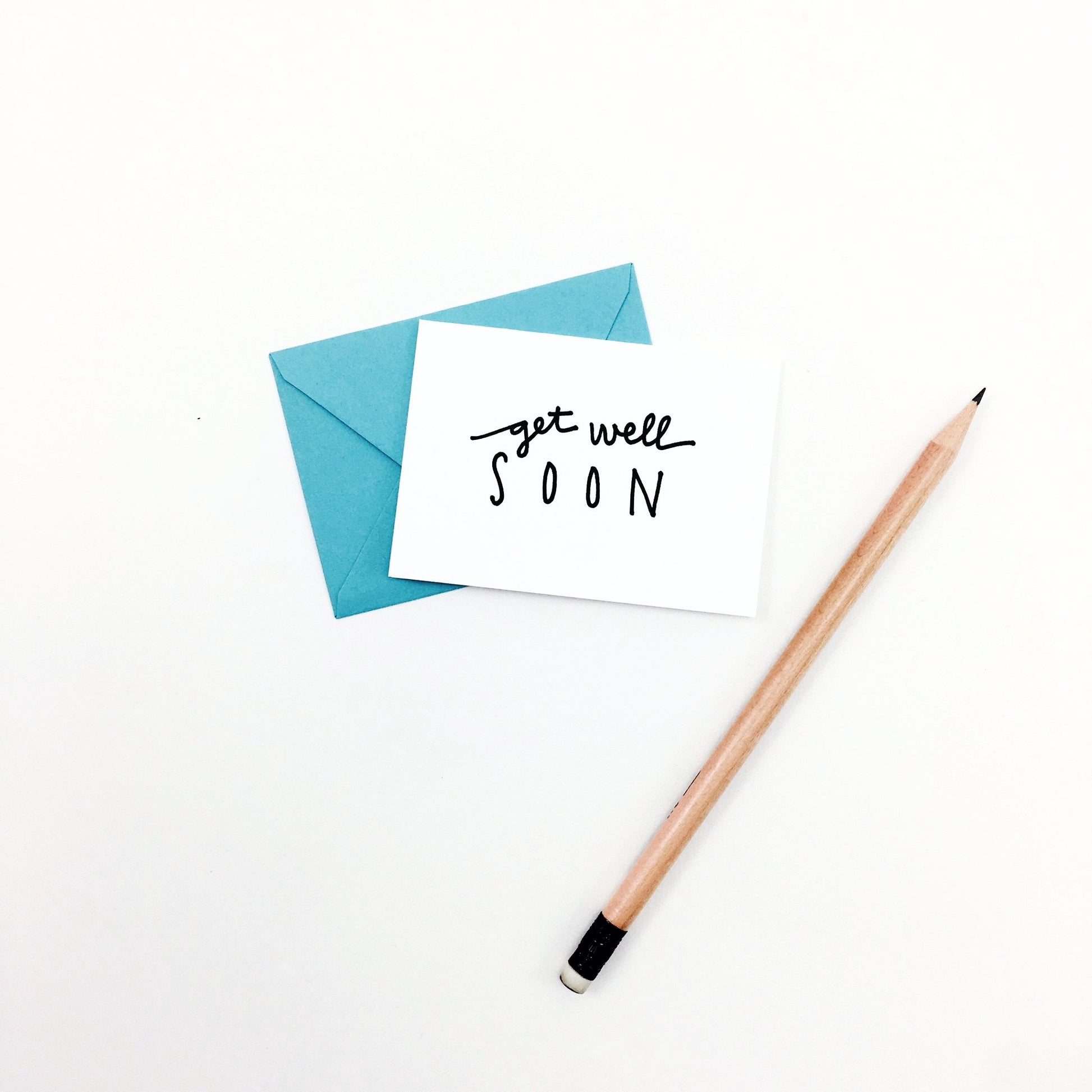 "Get Well Soon" Mini Hand-Drawn Greeting Card - by K. A. Artist Shop - K. A. Artist Shop