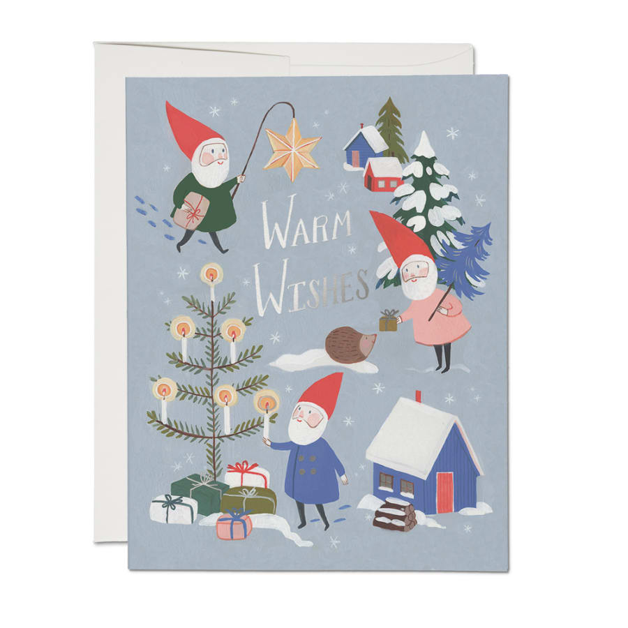 Red Cap Holiday Gnomes Card - by Red Cap - K. A. Artist Shop