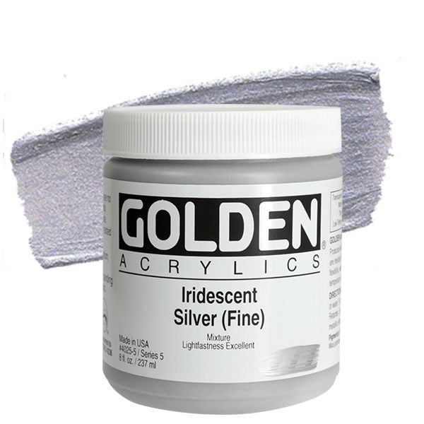 Golden Heavy Body Acrylics - 8 oz. Jar - Iridescent Silver by Golden - K. A. Artist Shop