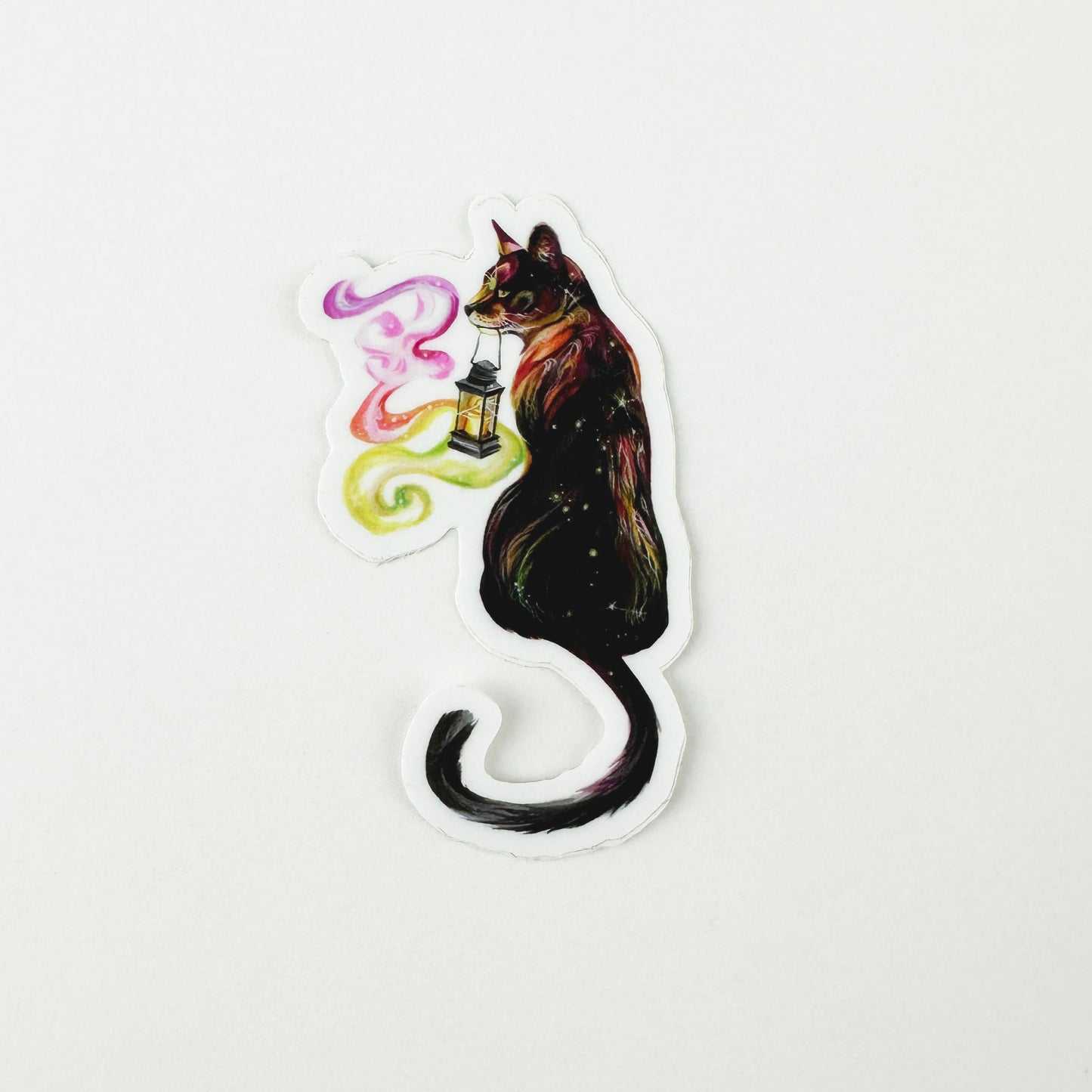 Autocollant vinyle « Lantern Cat » par Katy Lipscomb 