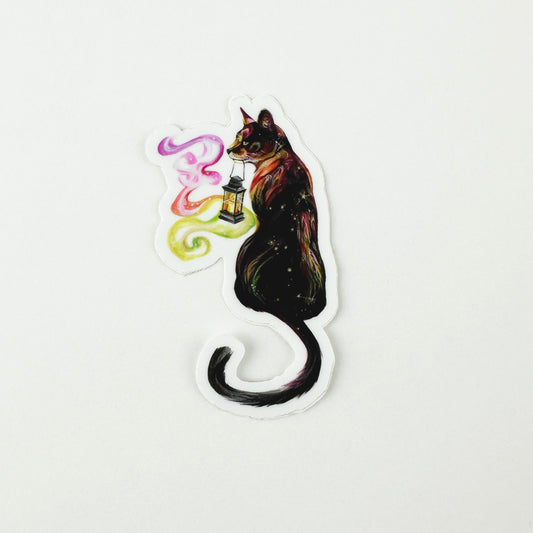 "Lantern Cat" Vinyl Sticker by Katy Lipscomb