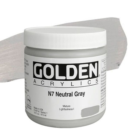 Golden Heavy Body Acrylics - 8 oz. Jar - Neutral Gray N7 by Golden - K. A. Artist Shop