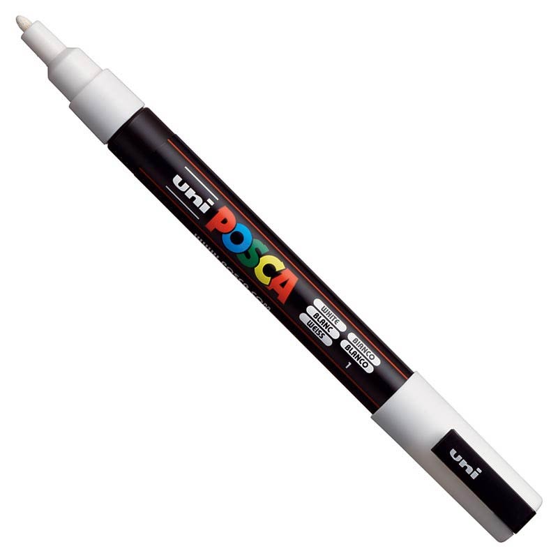 POSCA Acrylic Paint Markers - PC-3M 0.9-1.3mm Bullet Tip - White by POSCA - K. A. Artist Shop