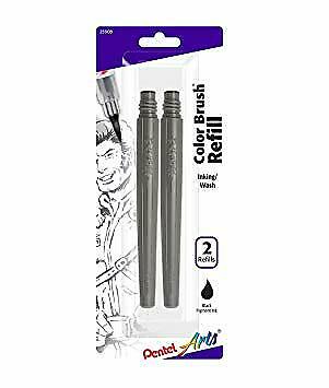 Pentel Color Brush Pen Refill Ink Cartridge - Black - 2 Pack - by Pentel - K. A. Artist Shop