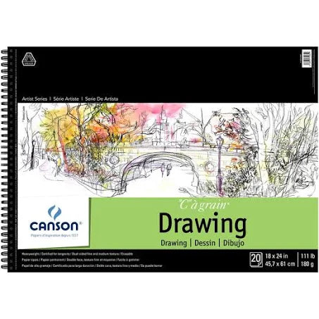 Canson "C A Grain" 111 lb. Drawing Paper Pad - 18 x 24 inches - 18 x 24 inches - 20 sheets by Canson - K. A. Artist Shop