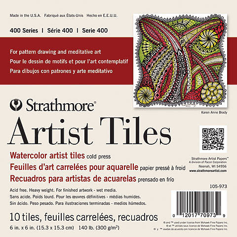 Strathmore Artist Tiles - 6 x 6 inches - 6 x 6 inches - White Watercolor Paper by Strathmore - K. A. Artist Shop