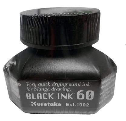 Kuretake ZIG Cartoonist Inks - 60 ml - Black Ink 60 (Quick Drying) by Kuretake - K. A. Artist Shop